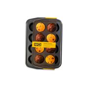 Форма для выпечки 12 кексов WO HOME Home Baking 40х29х4 см, сталь, серая