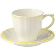 Чайная пара Gien Les Filets Jaune Citron 175мл, бел. желтый, 2шт