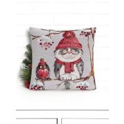 Подушка Кот и снегирь люрекс, 45х45 см