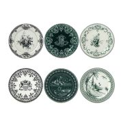 1841C6DB20 Н-р мини тарелок 6шт, Gien Les Depareillees Vert 13см, Белый, Зеленый