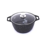 Кастрюля Kukmara, 3 л, антипригарное, стеклянная крышка, темный мрамор